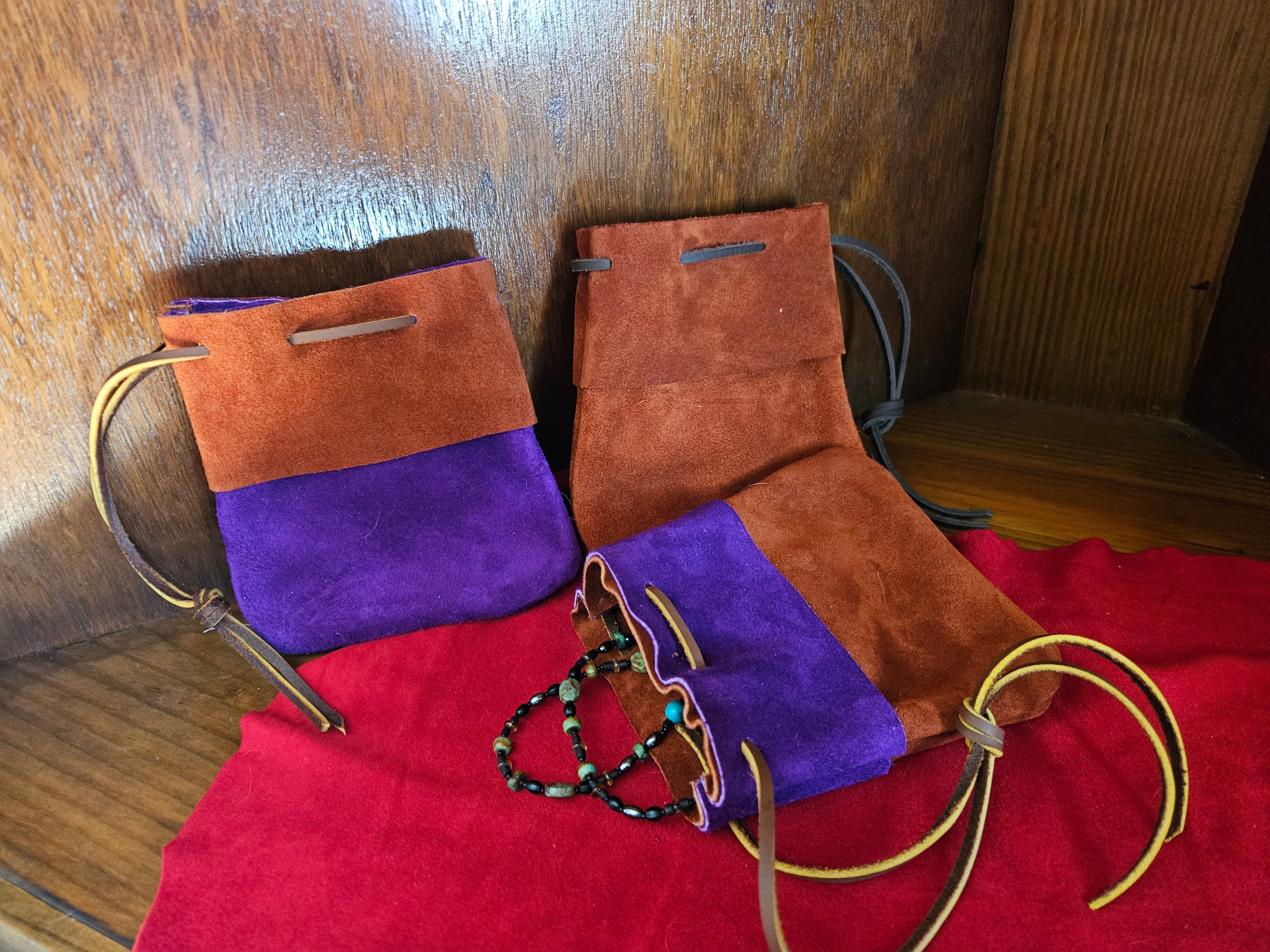 Suede drawstring bag